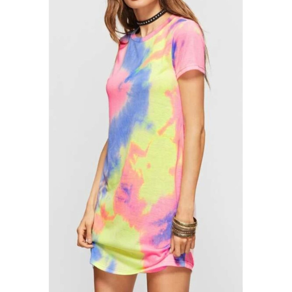Womens multicolor tie dye tee dress size M